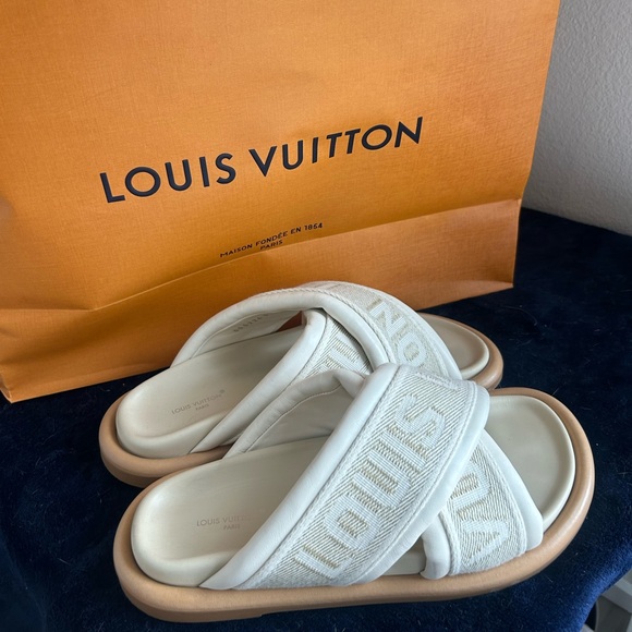 LV Bliss Comfort Mule Women’s Louis Vuitton Ecru White Size 6.5 - Picture 3 of 4